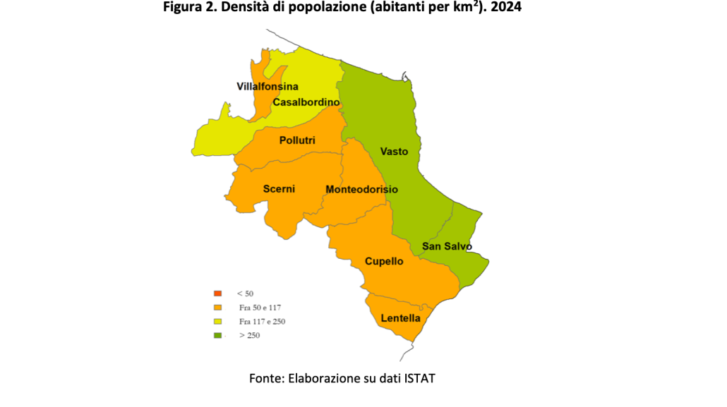 Figura 2. Densità di popolazione (abitanti per km2). 2024