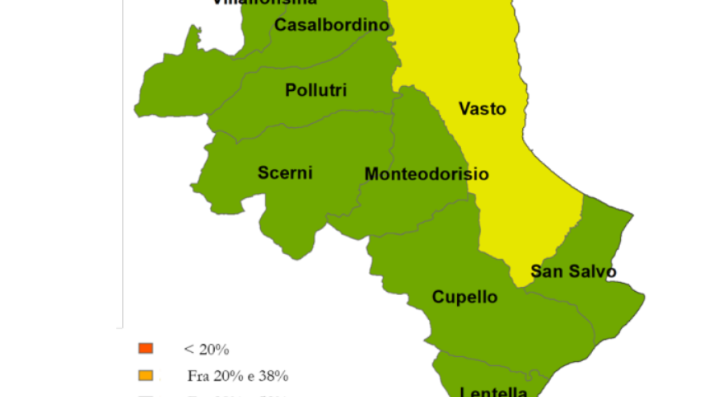 Figura 6. Incidenza % della SAU sulla superficie totale. Anno 2020